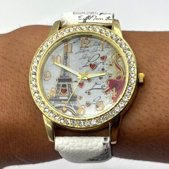 Gold Paris Heart Men's Watch - Picture 1 of 5